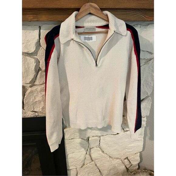 Urban Outfitters Sweaters - Urban Outfitters Womens White Juno Chenille Velour Quarter Zip Sweater XS